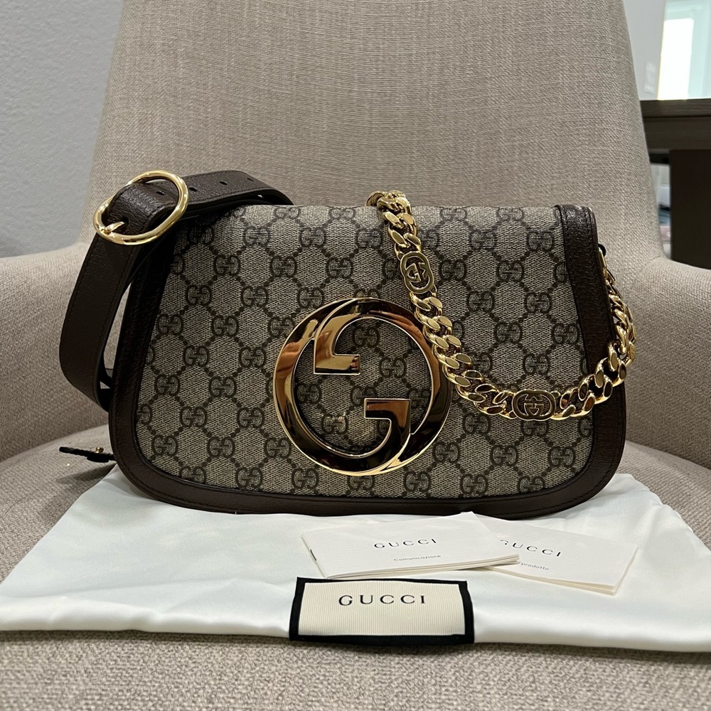 GUCCI GG SUPREME BLONDIE FLAP CHAIN BAG